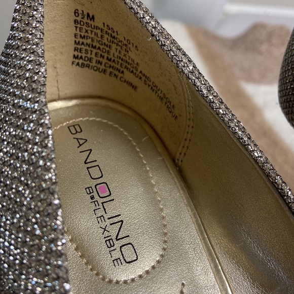 Bandolino metallic glitter sparkly peep toe heels size 6.5 - Picture 3 of 8